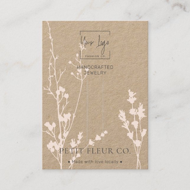 Kraft Paper Wildflowers Jewelry Hairclip Display Calling Card (Front)
