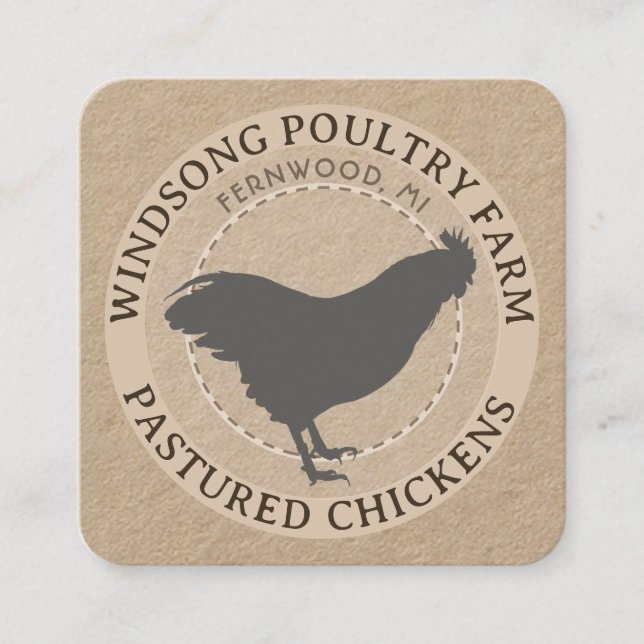 Kraft Pastured Hen No Antibiotics Poultry Farm  Square Business Card (Front)