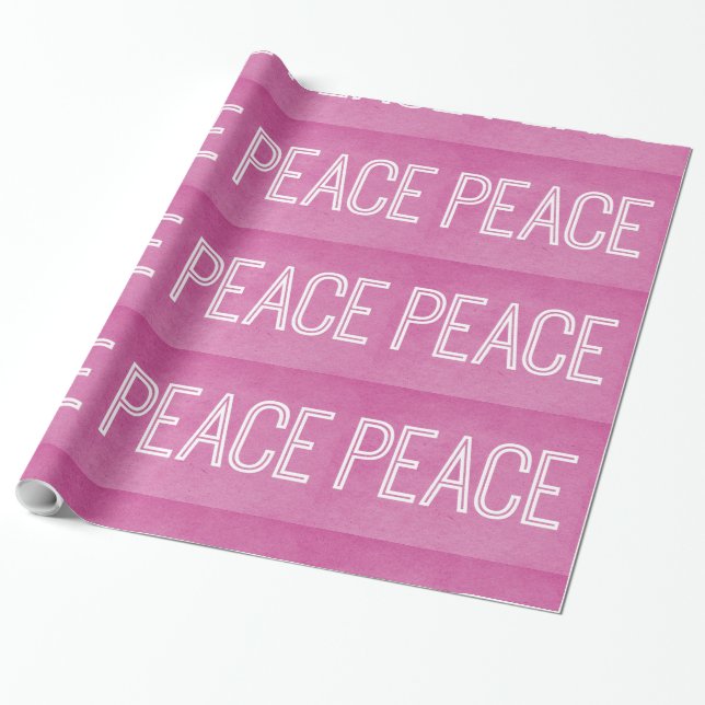 Kraft Peace Wrapping Paper, Pink Paper (Unrolled)