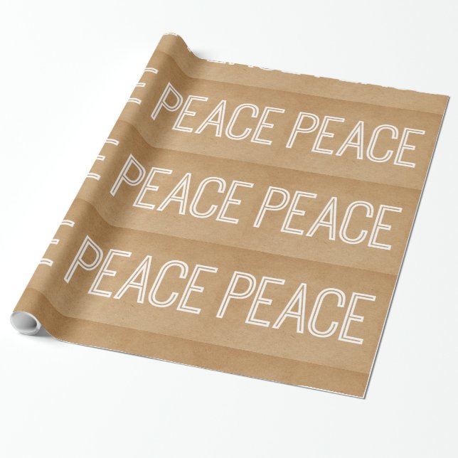 Kraft Peace Wrapping Paper, Tan Paper (Unrolled)