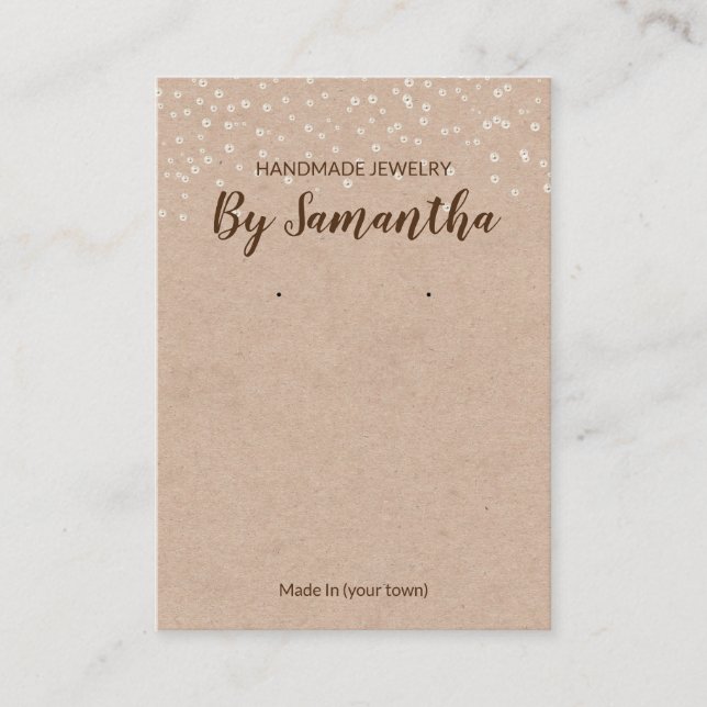Kraft Pearl Handmade Earring And Necklace Display Business Card (Front)