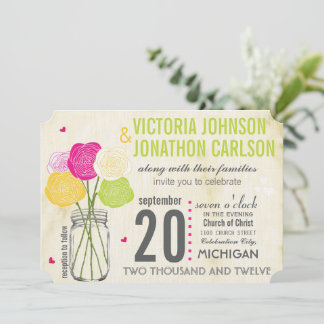 Kraft Photo Ranunculus Rose Modern Typography Invitation