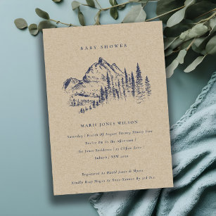 Kraft Pine Mountain Sketch Baby Shower Invite