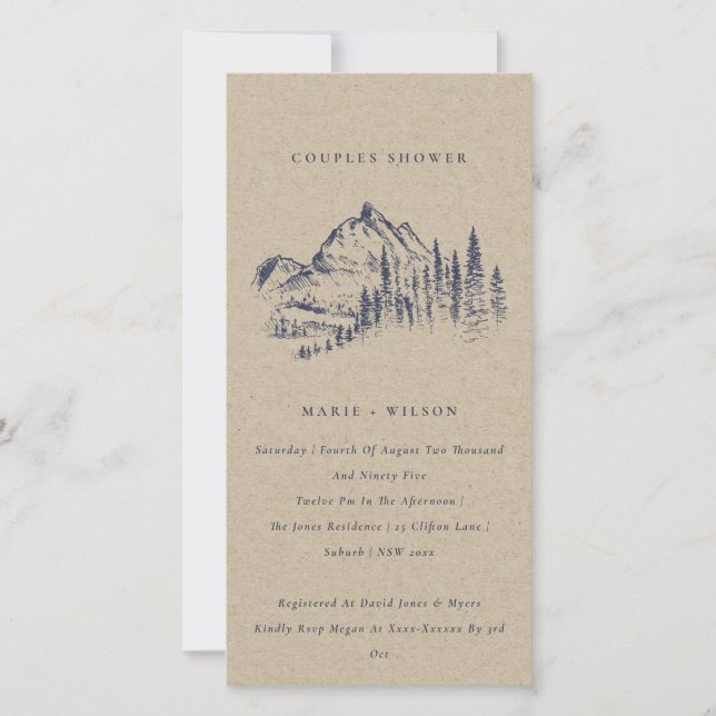 Kraft Pine Mountain Sketch Couples Shower Invite (Front)