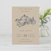 Kraft Pine Mountain Sketch Save The Date Card (Standing Front)