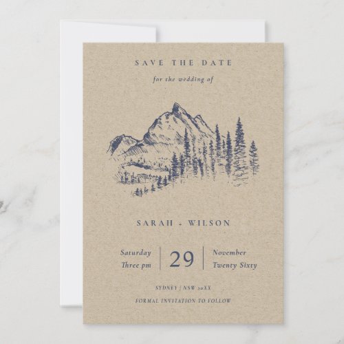 Kraft Pine Mountain Sketch Save The Date Card