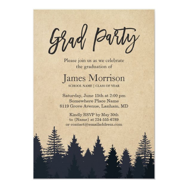 Kraft Pine Tree Forest Graduate Graduation Party Card