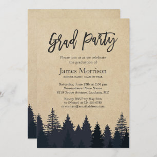 Kraft Pine Tree Forest Graduate Graduation Party Invitation