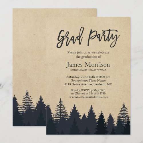 Kraft Pine Tree Forest Graduate Graduation Party Card
