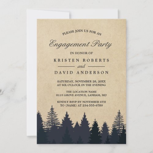 Kraft Pine Tree Forest Wedding Engagement Party Card