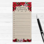 Kraft Poinsettia Watercolor Floral Grocery List Magnetic Notepad<br><div class="desc">Grocery shopping list magnetic notepad with a red and green watercolor poinsettia border on a kraft paper background.  Add your own custom name to the notepad for a personal touch.  A cute and feminine gift for ladies that love custom Christmas stocking stuffers.</div>