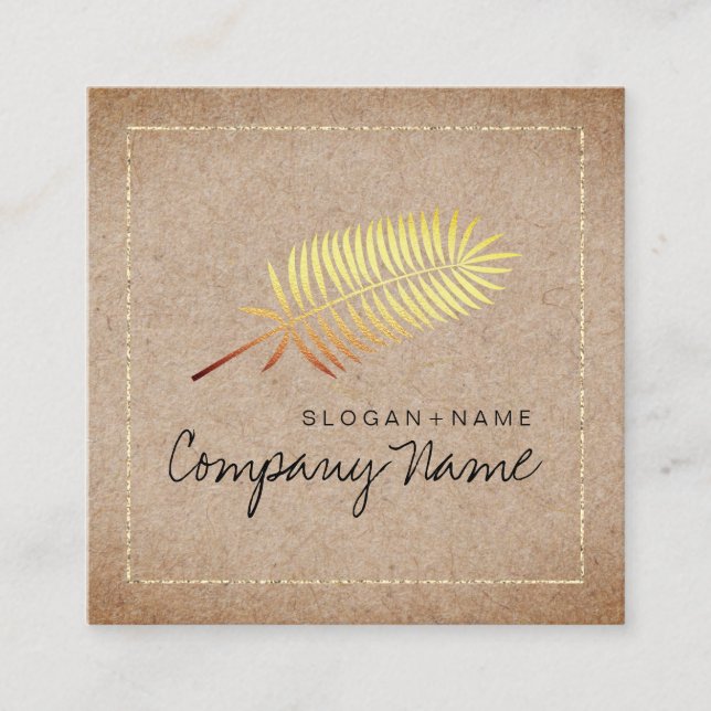 Kraft Print GoldLeaf Glitter Square Business Card (Front)