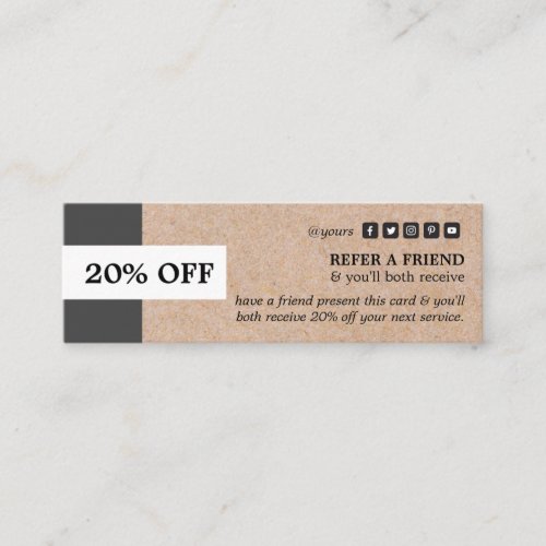 Kraft Printed Stripe Accent Mini Referral Card