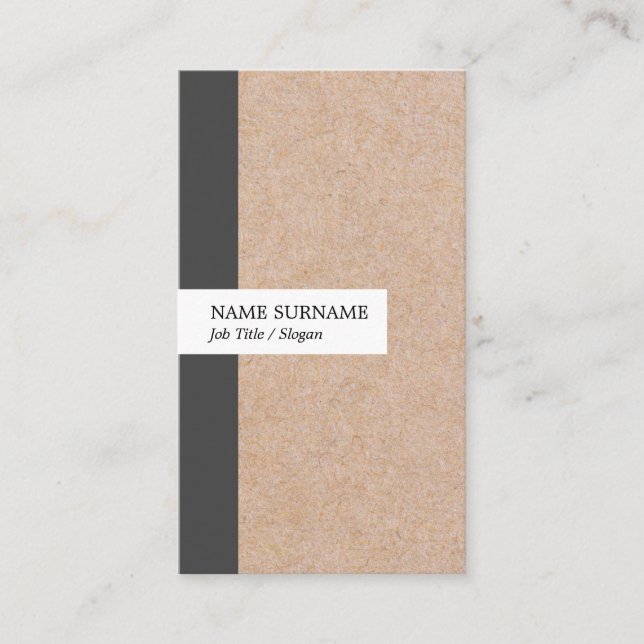 Kraft Printed Stripe Accent Vertical Business Card (Front)