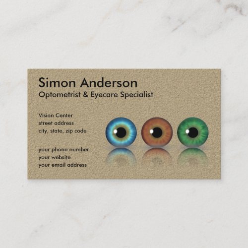 Kraft Professional Optometrist Eyeballs Optometry Business Card