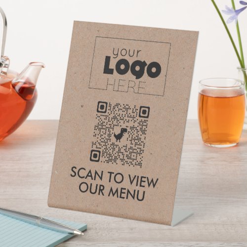 Kraft QR Code No Contact Scan for Menu Table Signs
