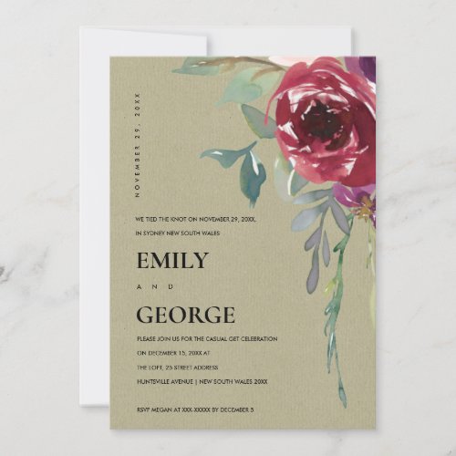 KRAFT RE MARSALA ROSE FLORAL WE TIED THE KNOT CARD