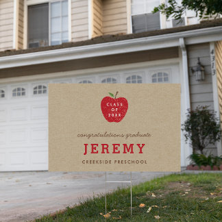 Kraft Red Apple Preschool Graduation Yard Sign