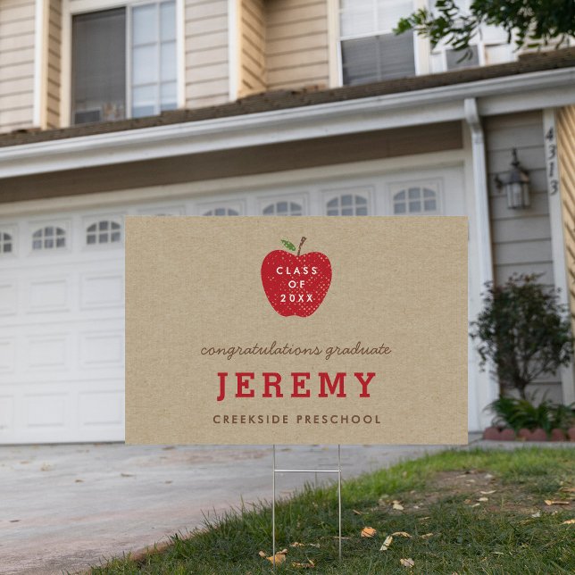 Kraft Red Apple Preschool Graduation Yard Sign (Creator Uploaded)