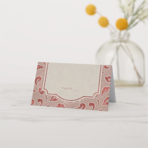 Kraft red Lace rustic country wedding place cards