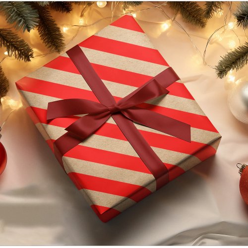 Kraft Red Stripes Christmas Wrapping Paper