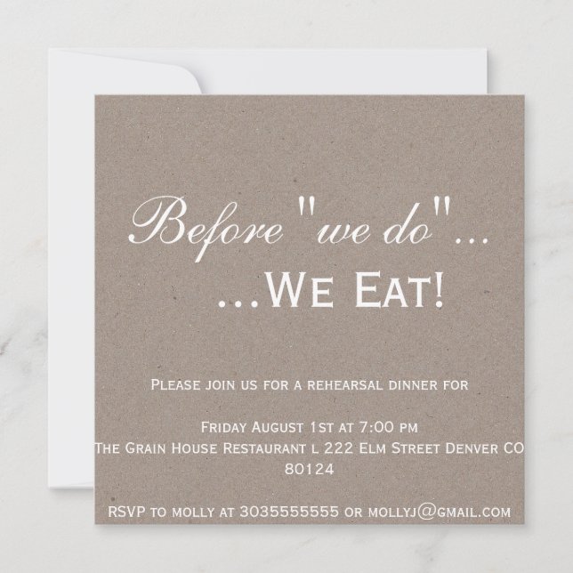 Kraft Rehearsal Dinner Invitation (Front)