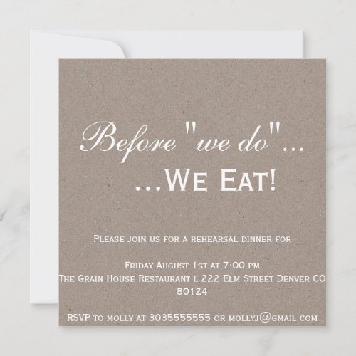 Kraft Rehearsal Dinner Invitation