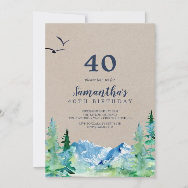 Kraft Rocky Mountain 40th Birthday Invitation (Front)