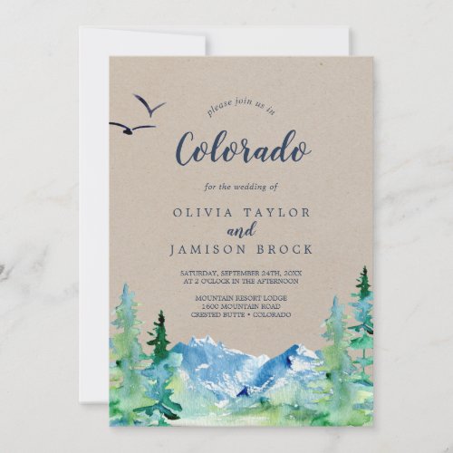 Kraft Rocky Mountain Colorado Destination Wedding Invitation