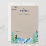 Kraft Rocky Mountain Destination Wedding Advice Card<br><div class="desc">This kraft Rocky Mountain destination wedding advice card is perfect for an outdoor wedding and can be used for any event. The design features a blue and green painted wilderness landscape with watercolor pine trees, birds and mountains on a faux light kraft paper background. These advice cards can be used...</div>