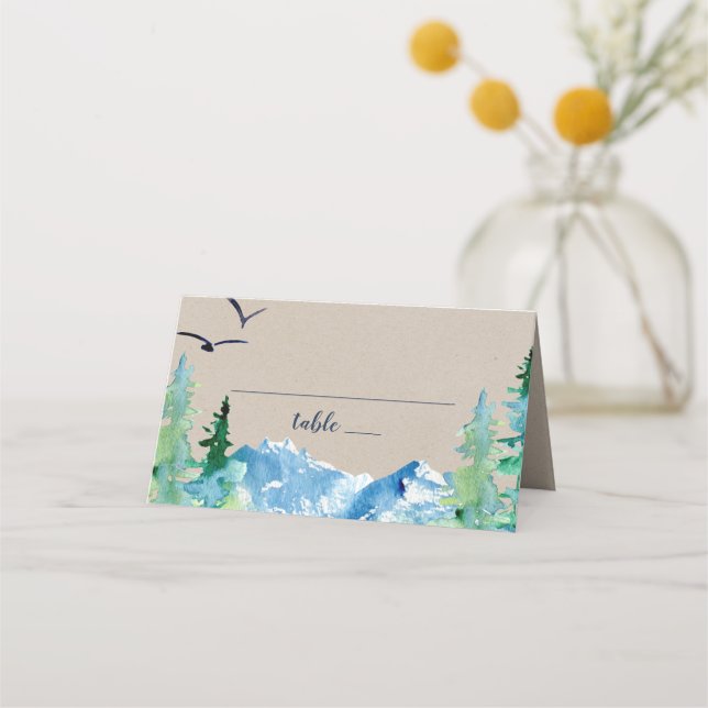 Kraft Rocky Mountain Destination Wedding Place Card (Front)