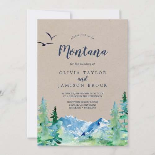 Kraft Rocky Mountain Montana Destination Wedding Invitation