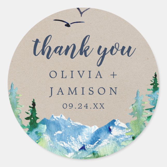 Kraft Rocky Mountain Thank You Favor Sticker (Front)