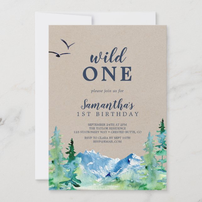 Kraft Rocky Mountain Wild One First Birthday Invitation (Front)
