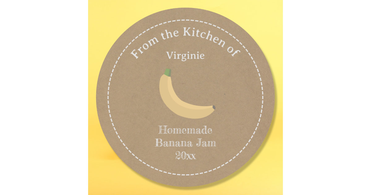 Kraft & Rustic Banana Jam Label Sticker | Zazzle