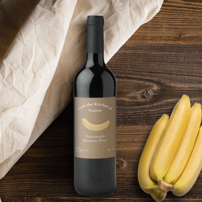 Kraft & Rustic Banana Wine Bottle Label Sticker (Kraft & Rustic Banana Wine Bottle Label Sticker)