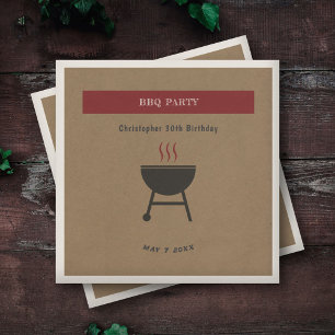 Kraft & Rustic BBQ Party Birthday Napkins