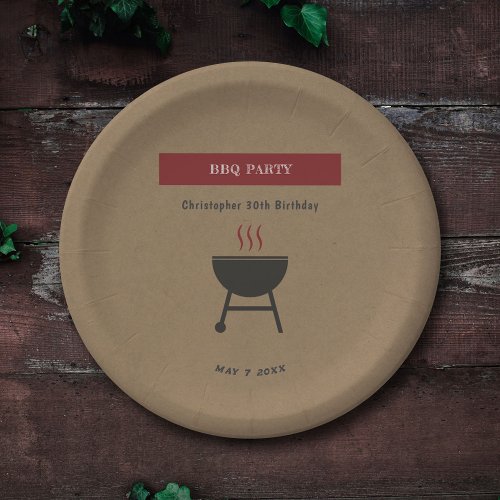 Kraft  Rustic BBQ Party Birthday Paper Plates