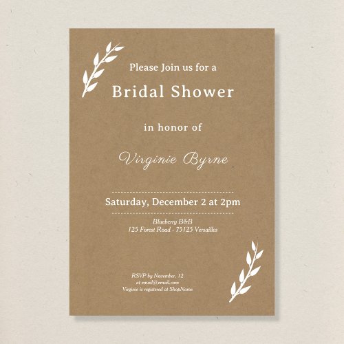 Kraft  Rustic Bridal Shower Invitation