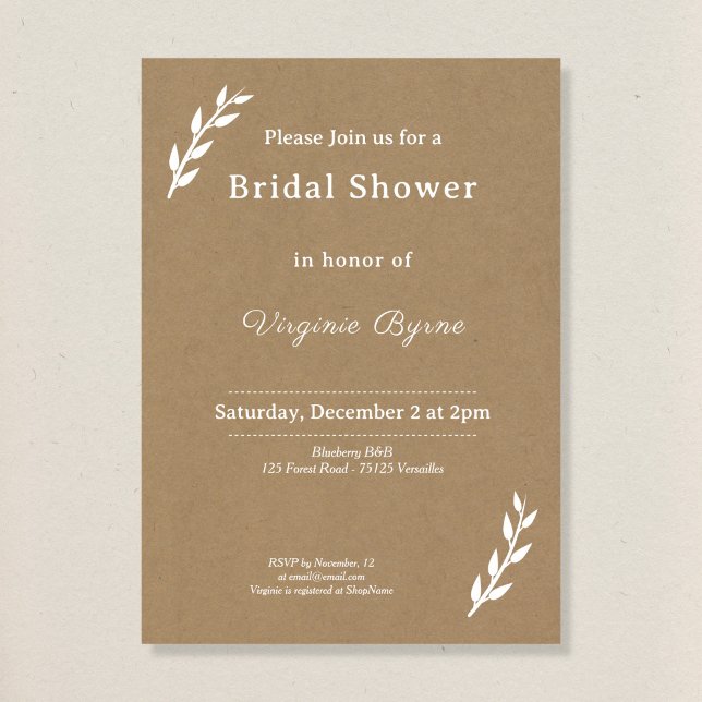 Kraft & Rustic Bridal Shower Invitation (Creator Uploaded)
