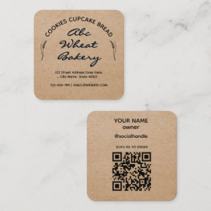 Kraft Rustic Cottage Bakery Square Business Card
