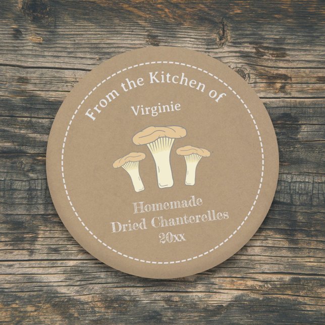 Kraft & Rustic Dried Chanterelles Label Sticker (Kraft & Rustic Dried Chanterelles Label Sticker)