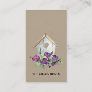 KRAFT RUSTIC FLORAL BIRDHOUSE REAL ESTATE REALTOR BUSINESS CARD