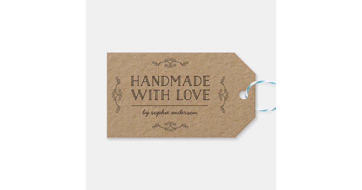 Handmade with Love - Elegant Rustic Kraft Custom Gift Tags