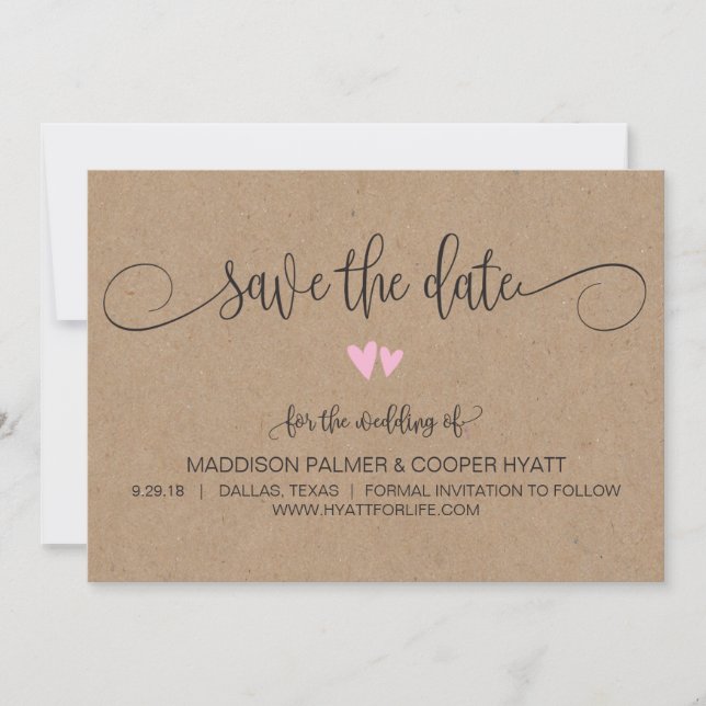 Kraft Rustic Hearts Save the Date (Front)