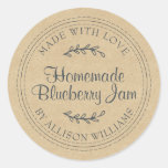 Kraft Rustic Homemade Jam Classic Round Sticker