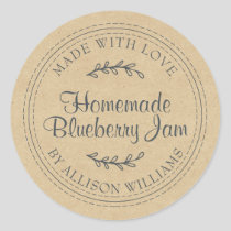 Kraft Rustic Homemade Jam Classic Round Sticker