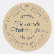 Kraft Rustic Homemade Jam Classic Round Sticker