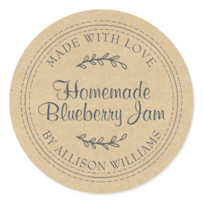 Kraft Rustic Homemade Jam Classic Round Sticker