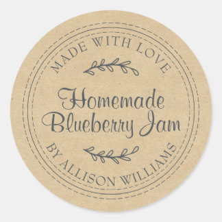 Kraft Rustic Homemade Jam Classic Round Sticker